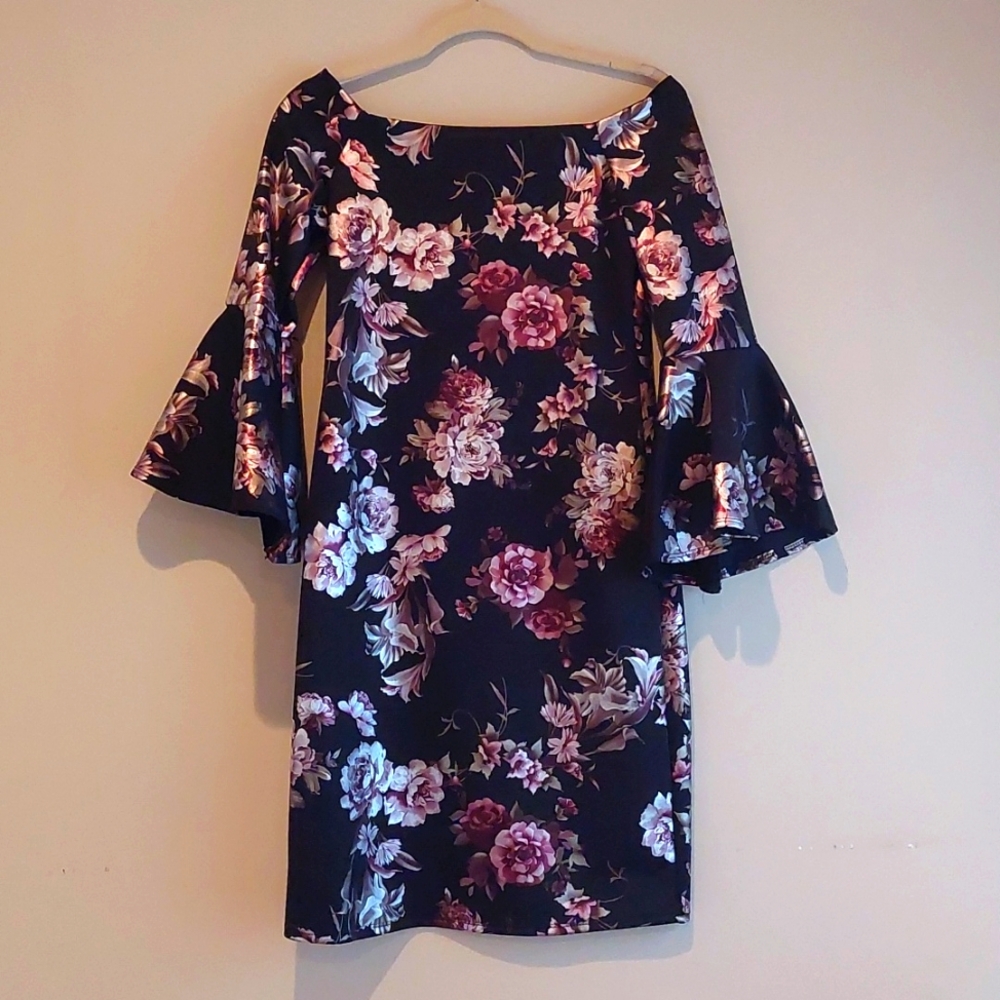 Floral off shoulder midi dress